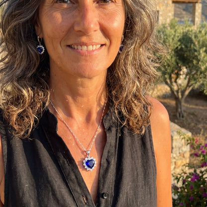 Conjunto Océano · Collar y Pendientes de Corazón Azul