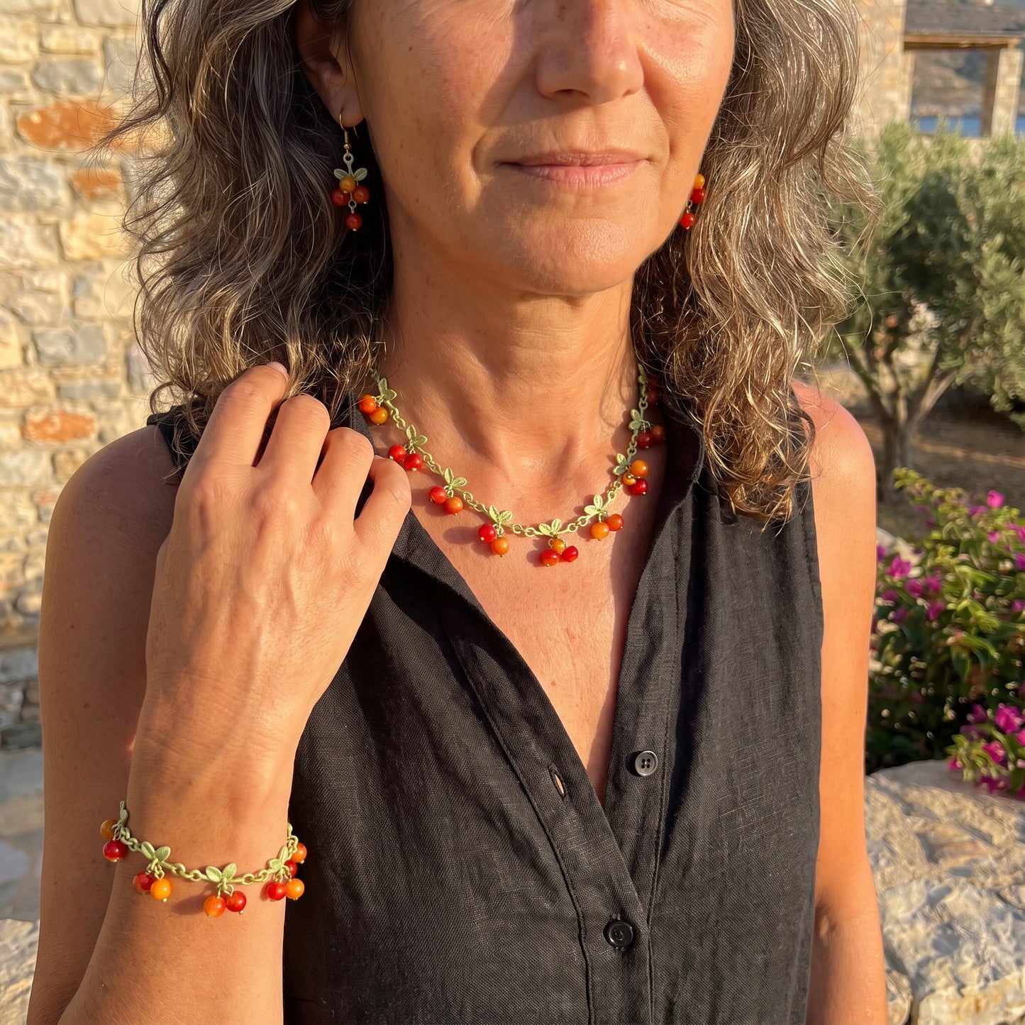 Conjunto Cerezas · Collar y Pendientes de Verano